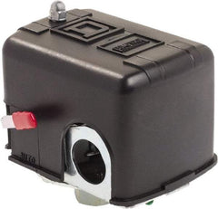 Square D - 1 NEMA Rated, DPST, 70 to 150 psig, Air Compressor Pressure and Level Switch - Fixed Pressure, 575 VAC, 1/4 Inch NPSF Connector, Screw Terminal, For Use with Electrically Driven Air Compressors - Exact Industrial Supply