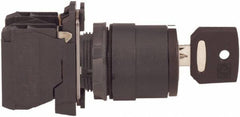 Schneider Electric - 22mm Mount Hole, 3 Position, Key Operated, Selector Switch with Contact Blocks - Maintained (MA), 2NO, Shock, Vibration and Water Resistant - Exact Industrial Supply