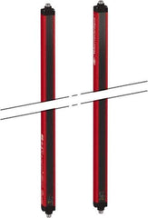 Telemecanique Sensors - 75 Beam, 29.92 Inch Height Protection, 3, 6m Max Sensing, 14 to 131°F, Finger/Hand Protection 4, Safety Light Curtain - 24 VDC, Red, Aluminum - Exact Industrial Supply