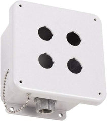 Square D - 4 Hole, 30mm Hole Diameter, Polymer Pushbutton Switch Enclosure - 3, 4, 13, 4X NEMA Rated - Exact Industrial Supply