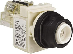 Schneider Electric - 220-240 V Incandescent Press-to-Test Indicating Light - Round Lens, Screw Clamp Connector, 54mm OAL x 42mm Wide, Vibration Resistant - Exact Industrial Supply