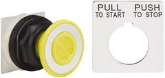Schneider Electric - 30mm Mount Hole, Extended Mushroom Head, Pushbutton Switch Only - Round, Yellow Pushbutton, Momentary (MO) - Exact Industrial Supply