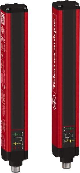 Telemecanique Sensors - 15 Beam, 6.3 Inch Height Protection, 3, 6m Max Sensing, 14 to 131°F, Finger/Hand Protection 4, Safety Light Curtain - 24 VDC, Red, Aluminum - Exact Industrial Supply