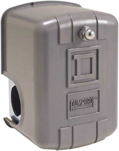 Square D - 3R NEMA Rated, DPST, 30 to 50 psi, Air Compressor Pressure and Level Switch - Adjustable Pressure, 575 VAC, 1/4 Inch NPSF Internal Inch Connector, Screw Terminal, For Use with Square D Pumptrol - Exact Industrial Supply