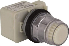 Schneider Electric - 1.18 Inch Mount Hole, Extended Straight, Pushbutton Switch Only - Round, White Pushbutton, Illuminated, Momentary (MO), Weatherproof, Dust and Oil Resistant - Exact Industrial Supply