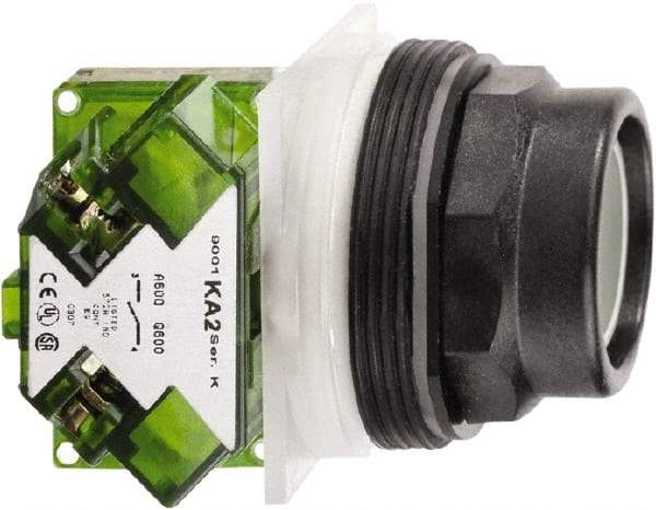 Schneider Electric - 30mm Mount Hole, Extended Straight, Pushbutton Switch with Contact Block - Octagon, Green Pushbutton, Momentary (MO) - Exact Industrial Supply