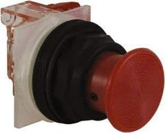 Schneider Electric - 30mm Mount Hole, Extended Straight, Pushbutton Switch with Contact Block - Red Pushbutton, Momentary (MO) - Exact Industrial Supply