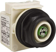 Schneider Electric - 28 V Green Lens LED Pilot Light - Round Lens, Screw Clamp Connector, 54mm OAL x 42mm Wide, Vibration Resistant - Exact Industrial Supply