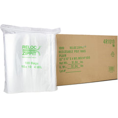 10″ × 10″ 4-MIL Clear Reloc Zippit Zipper Bags , Sold per Case of 1000 (10 boxes of 100 per case)