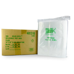 13″ × 18″ 4-MIL Clear Reloc Zippit Zipper Bags , Sold per Case of 500 (5 boxes of 100 per case)