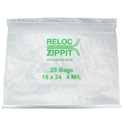 18″ × 24″ 4-MIL Clear Reloc Zippit Zipper Bags , Sold per Case of 250 (5 boxes of 50 per case)