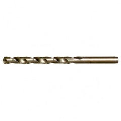 3/16 RHS / RHC HSS-CO 8% (M42) 135 Degree Split Point Cobalt Heavy Duty Jobber Length Drill - Straw / Gold Oxide - Exact Industrial Supply