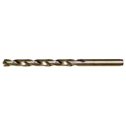 21/64 RHS / RHC HSS-CO 8% (M42) 135 Degree Split Point Cobalt Heavy Duty Jobber Length Drill - Straw / Gold Oxide - Exact Industrial Supply
