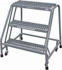 Cotterman - 30" 3 Step Rolling Warehouse Ladder - Rolling Safety Ladder, 450 Lb Capacity, 30" Platform Height, 30" Base Width x 26" Base Depth, Serrated Steel - Exact Industrial Supply