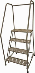 Cotterman - 70" 4 Step Rolling Warehouse Ladder - Rolling Safety Ladder, 450 Lb Capacity, 40" Platform Height, 30" Base Width x 31" Base Depth, Serrated Steel - Exact Industrial Supply