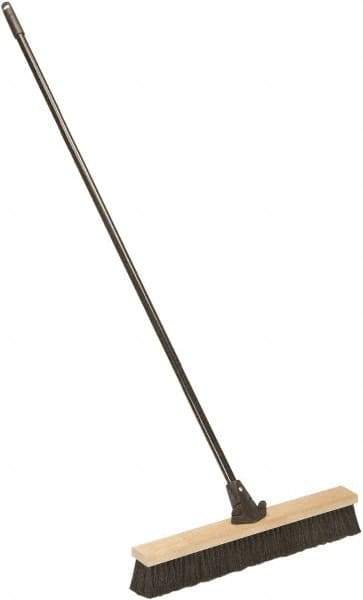 Ability One - 24" Medium Duty Polypropylene Push Broom - Wood Block, Bolt-On Handle Connection - Exact Industrial Supply