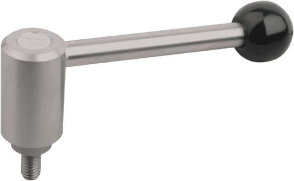 KIPP - 1/2-13, Stainless Steel Threaded Stud Adjustable Clamping Handle - 151mm OAL, 65mm High - Exact Industrial Supply