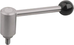 KIPP - M20, Stainless Steel Threaded Stud Adjustable Clamping Handle - 154.5mm OAL, 76.5mm High - Exact Industrial Supply