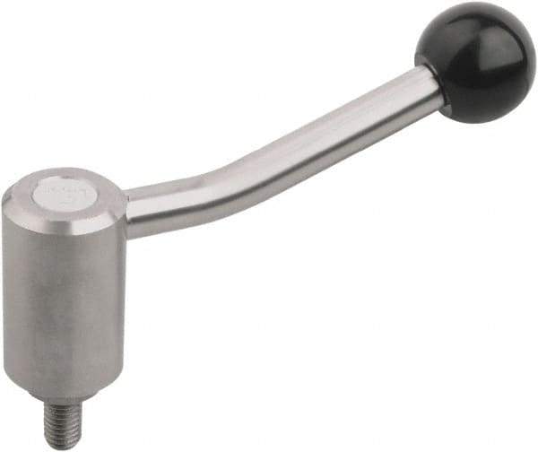 KIPP - M12, Stainless Steel Threaded Stud Adjustable Clamping Handle - 100mm OAL, 58.5mm High - Exact Industrial Supply