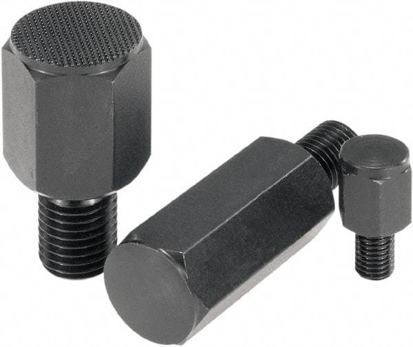 KIPP - 2.7165" OAL, 1.5748" Head Height, 1.2598" OD, Tempered Steel, Threaded Rest Button - Black Oxide Coating, M20 Thread - Exact Industrial Supply