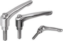 KIPP - M8, Stainless Steel Threaded Stud Adjustable Clamping Handle - 74.5mm OAL, 45.5mm High - Exact Industrial Supply
