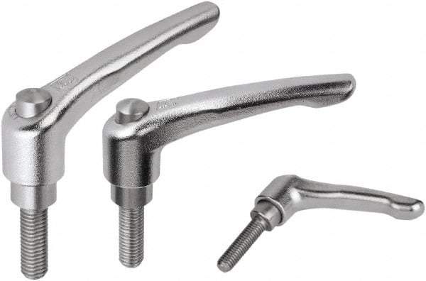 KIPP - 3/8-16, Stainless Steel Threaded Stud Adjustable Clamping Handle - 91mm OAL, 58.5mm High - Exact Industrial Supply