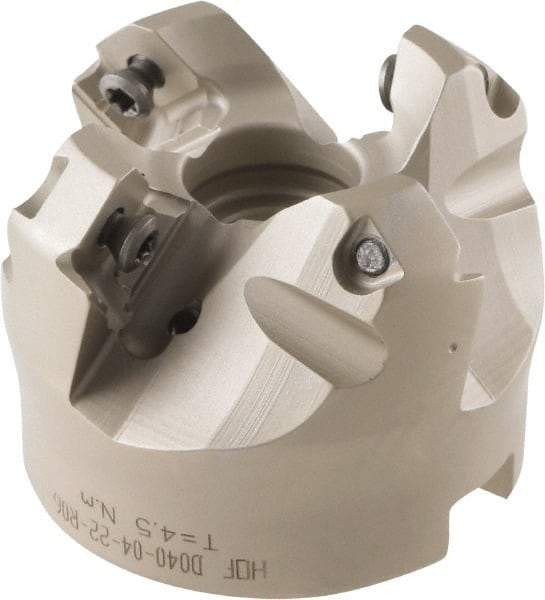 Iscar - 49.4, 50.7, 52.1mm Cut Diam, 22mm Arbor Hole, 8mm Max Depth of Cut, 42° Indexable Chamfer & Angle Face Mill - 4 Inserts, OE.. 060405\xB6OEMW 060405-AETN\xB6REMT 1505-LM-76 Insert, Right Hand Cut, 4 Flutes, Through Coolant, Series Heliocto - Exact Industrial Supply