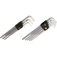 Wiha - 22 Piece, L-Key Long Arm Ball End Hex Key Set - 1.5 to 10mm Range, Chrome Vanadium Molybdenum - Exact Industrial Supply