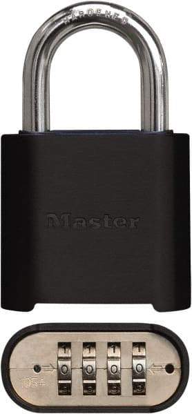 Master Lock - 2" Body Width x 3" Body Height, 1" Shackle Clearance, Powder Coating Combination Lock - 5/16" Shackle Diam, 1" Shackle Width, Set Your Own 4 Digit Combination - Exact Industrial Supply