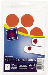 AVERY - 1-1/4" Wide x 1-1/4" Long, Neon Red Paper Color Coding Labels - For Laser Printers - Exact Industrial Supply