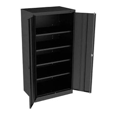 Tennsco - 5 Shelf Locking Storage Cabinet - Steel, 36" Wide x 24" Deep x 72" High, Black - Exact Industrial Supply