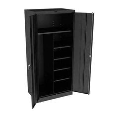 Tennsco - 6 Shelf Combination Storage Cabinet - Steel, 36" Wide x 24" Deep x 78" High, Black - Exact Industrial Supply