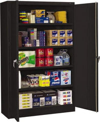 Tennsco - 5 Shelf Locking Storage Cabinet - Steel, 48" Wide x 24" Deep x 78" High, Black - Exact Industrial Supply