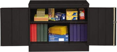 Tennsco - 2 Shelf Locking Storage Cabinet - Steel, 36" Wide x 18" Deep x 30" High, Black - Exact Industrial Supply