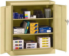 Tennsco - 3 Shelf Locking Storage Cabinet - Steel, 36" Wide x 18" Deep x 42" High, Sand - Exact Industrial Supply