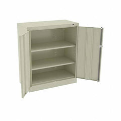 Tennsco - 3 Shelf Locking Storage Cabinet - Steel, 36" Wide x 18" Deep x 42" High, Champagne/Putty - Exact Industrial Supply