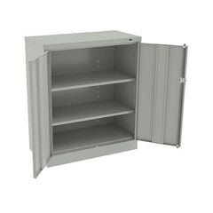 Tennsco - 3 Shelf Locking Storage Cabinet - Steel, 36" Wide x 18" Deep x 42" High, Light Gray - Exact Industrial Supply