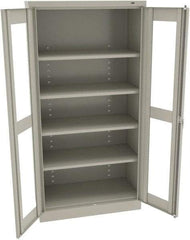 Tennsco - 5 Shelf Visible Storage Cabinet - Steel, 36" Wide x 18" Deep x 72" High, Light Gray - Exact Industrial Supply