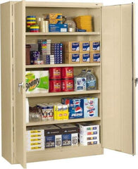 Tennsco - 5 Shelf Locking Storage Cabinet - Steel, 48" Wide x 18" Deep x 78" High, Sand - Exact Industrial Supply