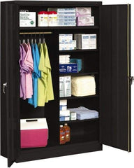 Tennsco - 6 Shelf Combination Storage Cabinet - Steel, 48" Wide x 18" Deep x 78" High, Black - Exact Industrial Supply