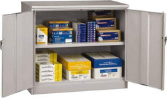 Tennsco - 2 Shelf Locking Storage Cabinet - Steel, 48" Wide x 24" Deep x 42" High, Light Gray - Exact Industrial Supply