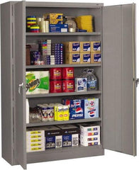 Tennsco - 5 Shelf Locking Storage Cabinet - Steel, 48" Wide x 18" Deep x 78" High, Medium Gray - Exact Industrial Supply