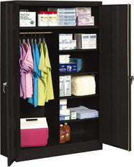 Tennsco - 6 Shelf Wardrobe Storage Cabinet - Steel, 48" Wide x 18" Deep x 78" High, Black - Exact Industrial Supply