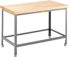 Little Giant - 24 Wide x 24" Deep x 32" High, Maple Butcher Block Top - Straight Edge, Fixed Legs With Adjustable Height Glides, Gray - Exact Industrial Supply