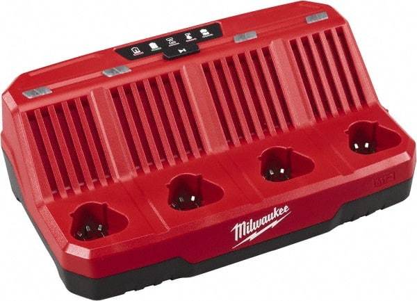 Milwaukee Tool - 12 Volt, 4 Battery Lithium-Ion Power Tool Charger - Exact Industrial Supply