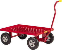 Little Giant - 1,200 Lb Capacity Steel Perforated Steel Deck Wagon Truck - Steel Deck, 24" OAW, Solid Rubber Casters - Exact Industrial Supply