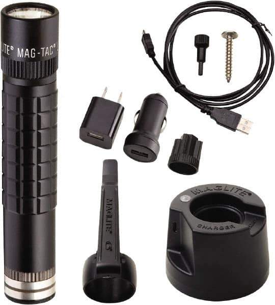 Mag-Lite - LED Bulb, Industrial/Tactical Flashlight - Black Aluminum Body, 1 Li-FeP04 Battery Included - Exact Industrial Supply