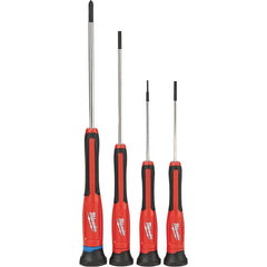 Screwdriver Set: 4 Pc, Phillips & Slotted Includes (1) Phillip #1 - 4″ Precision Screwdriver, (1) Slotted 1/16″ - 2-1/2″ Precision Screwdriver