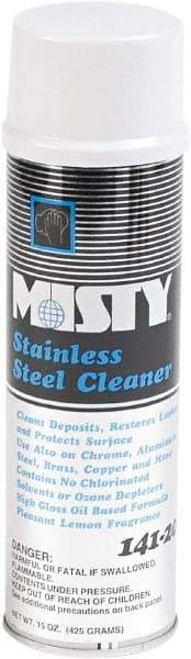 Misty - 15 fl oz Liquid Stainless Steel Cleaner & Polish - Lemon Scented, Aerosol Container - Exact Industrial Supply