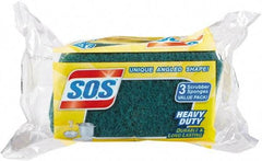 SOS - 4-1/2" Long x 2-1/2" Wide x 0.9" Thick Scouring Sponge - Heavy-Duty, Yellow/Green - Exact Industrial Supply